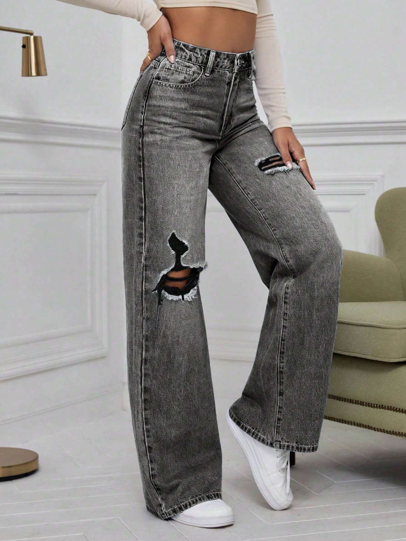 Urban Chic High Waist Ripped Jeans