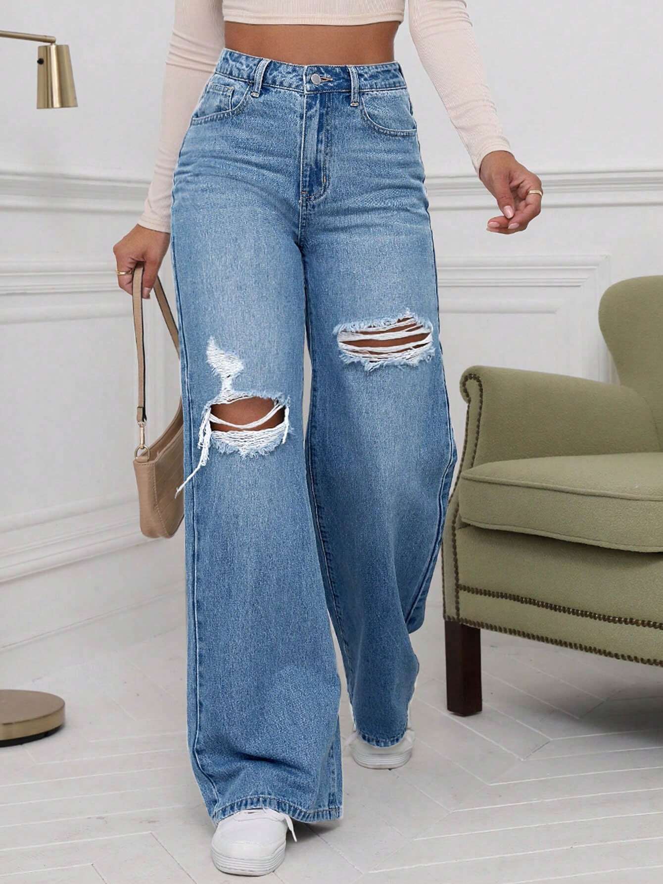 Urban Chic High Waist Ripped Jeans