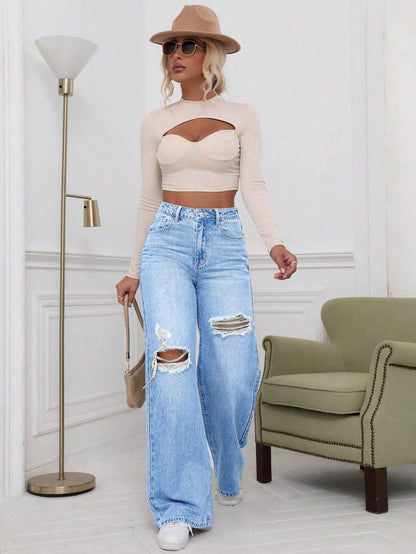 Urban Chic High Waist Ripped Jeans