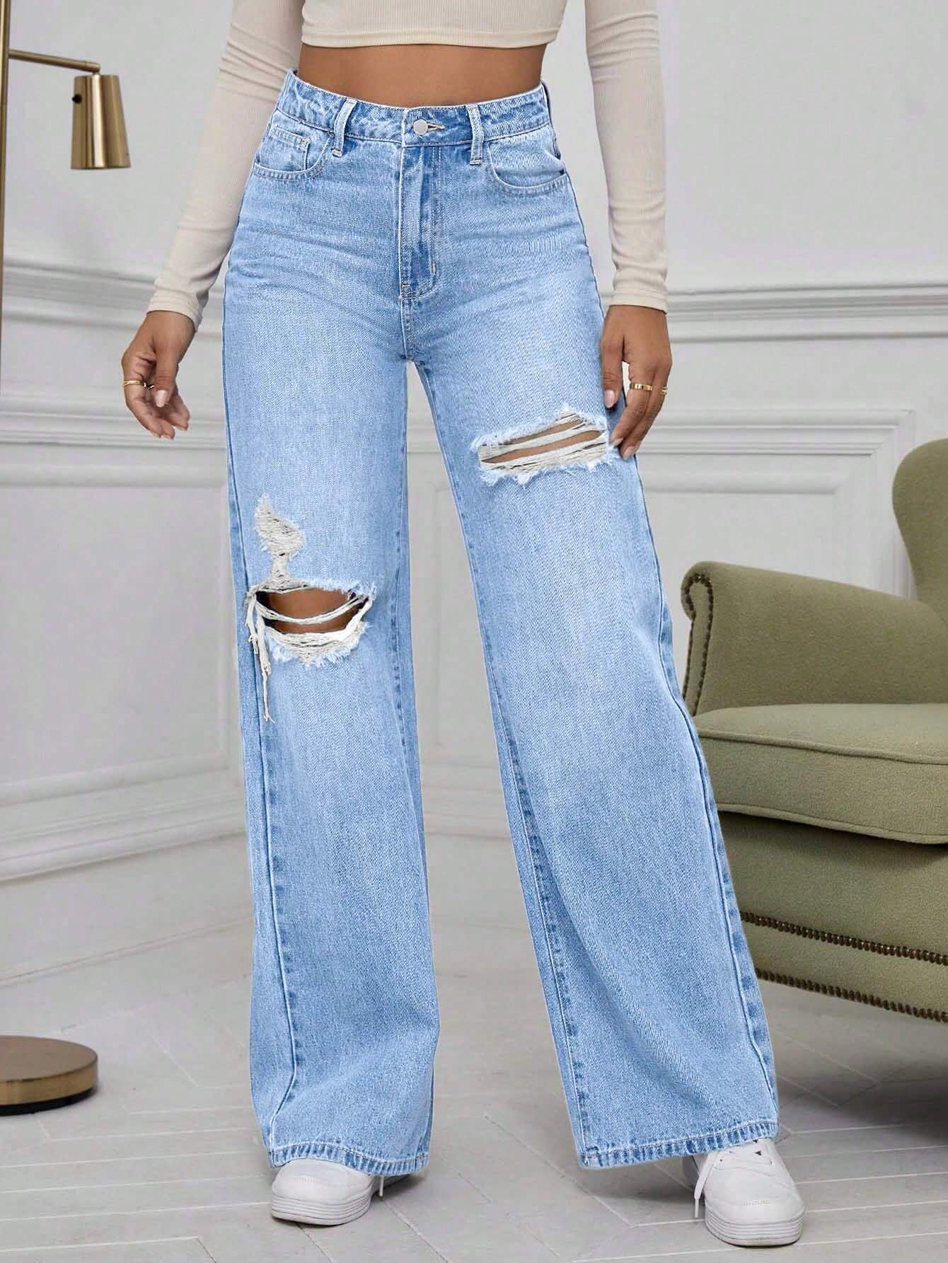 Urban Chic High Waist Ripped Jeans