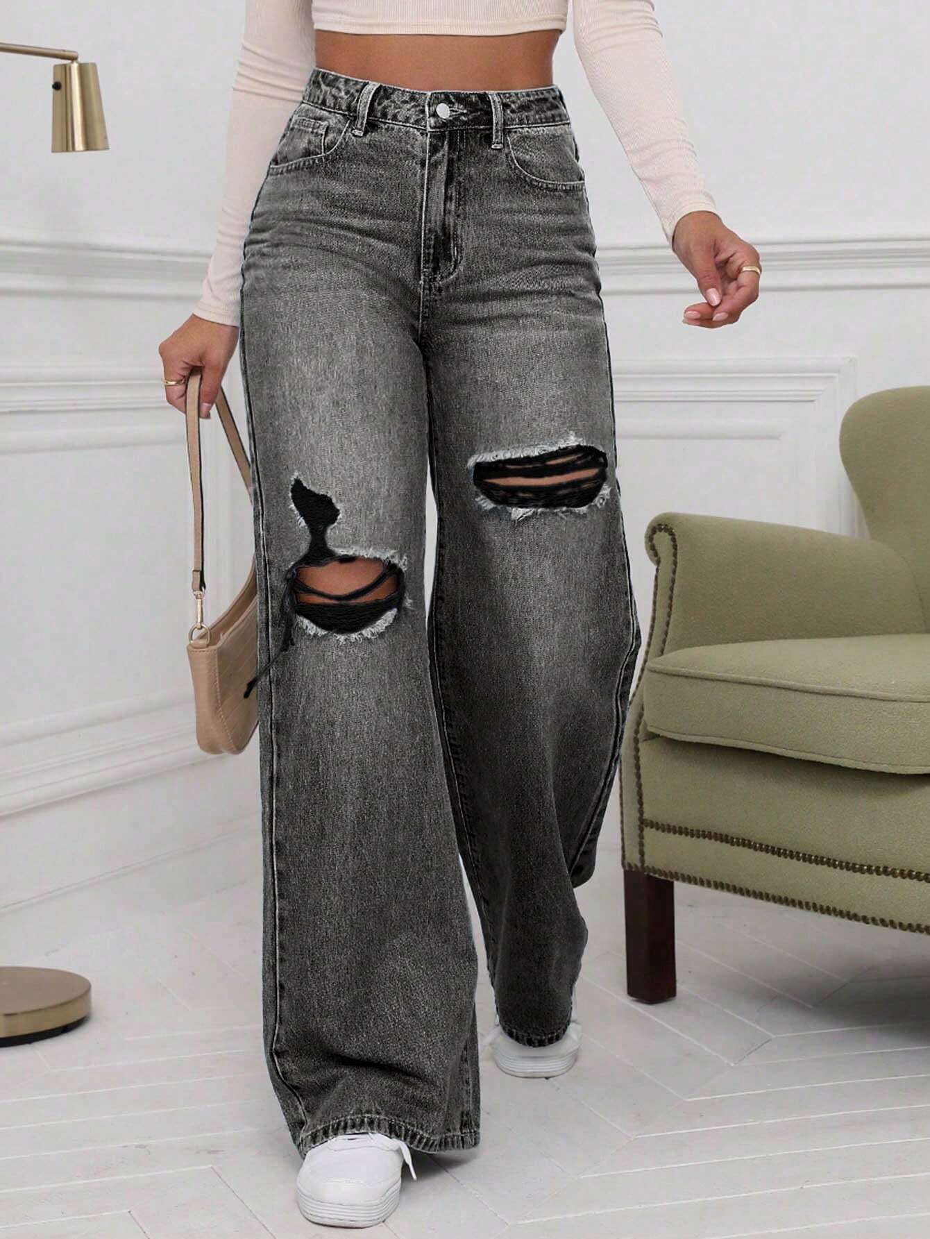 Urban Chic High Waist Ripped Jeans